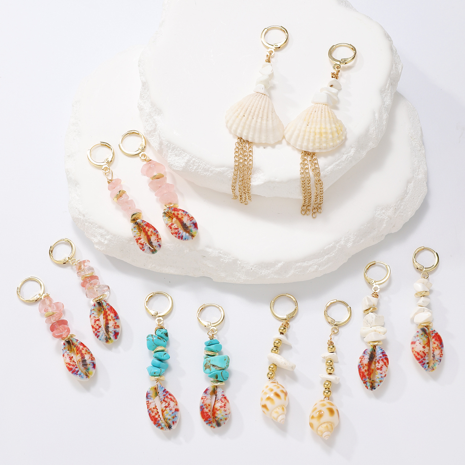 Ethnic Fashion Trends 2026 - Bohemian Ocean Beach Shell Drop Earrings