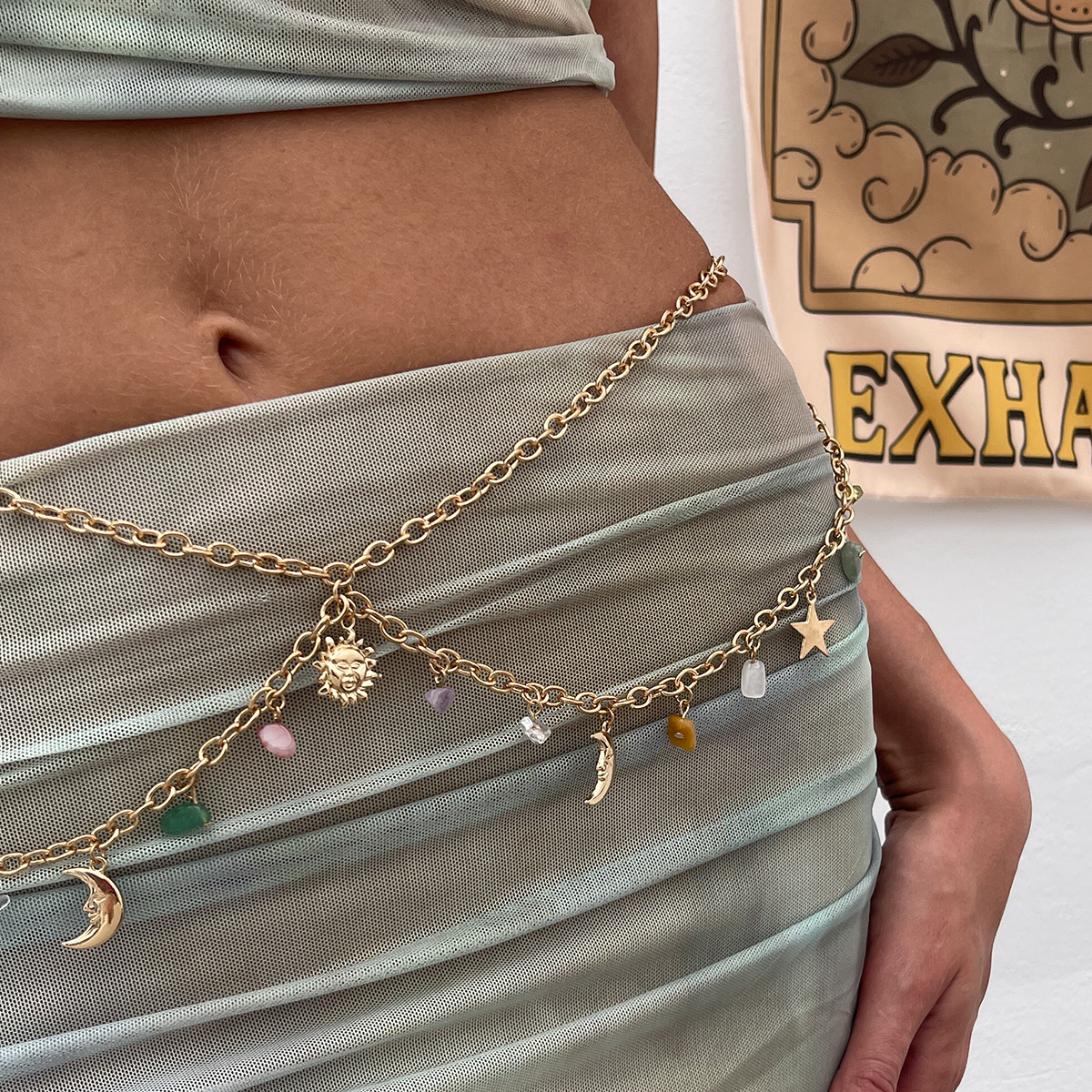 Ethnic Fashion Girls - Boho Star Moon Sun Pendant Waist