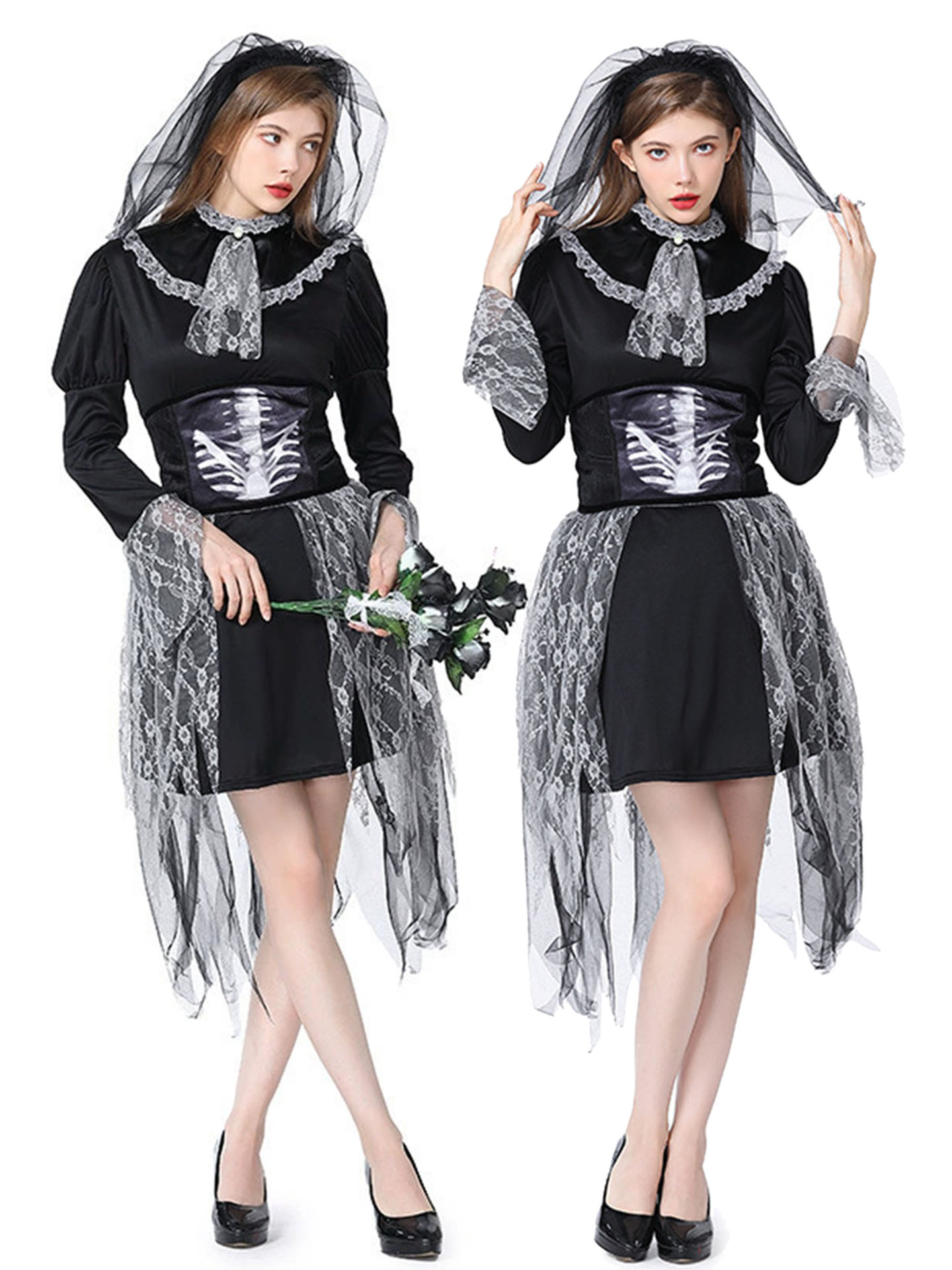 Ethnic Wear - Halloween New Style Skeleton Bride Cosplay