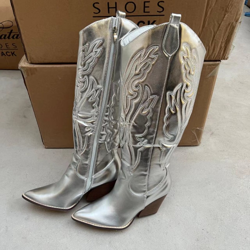 Winter Ethnic Fashion For Women - Fashion Embroidery High Heel Women's Knee