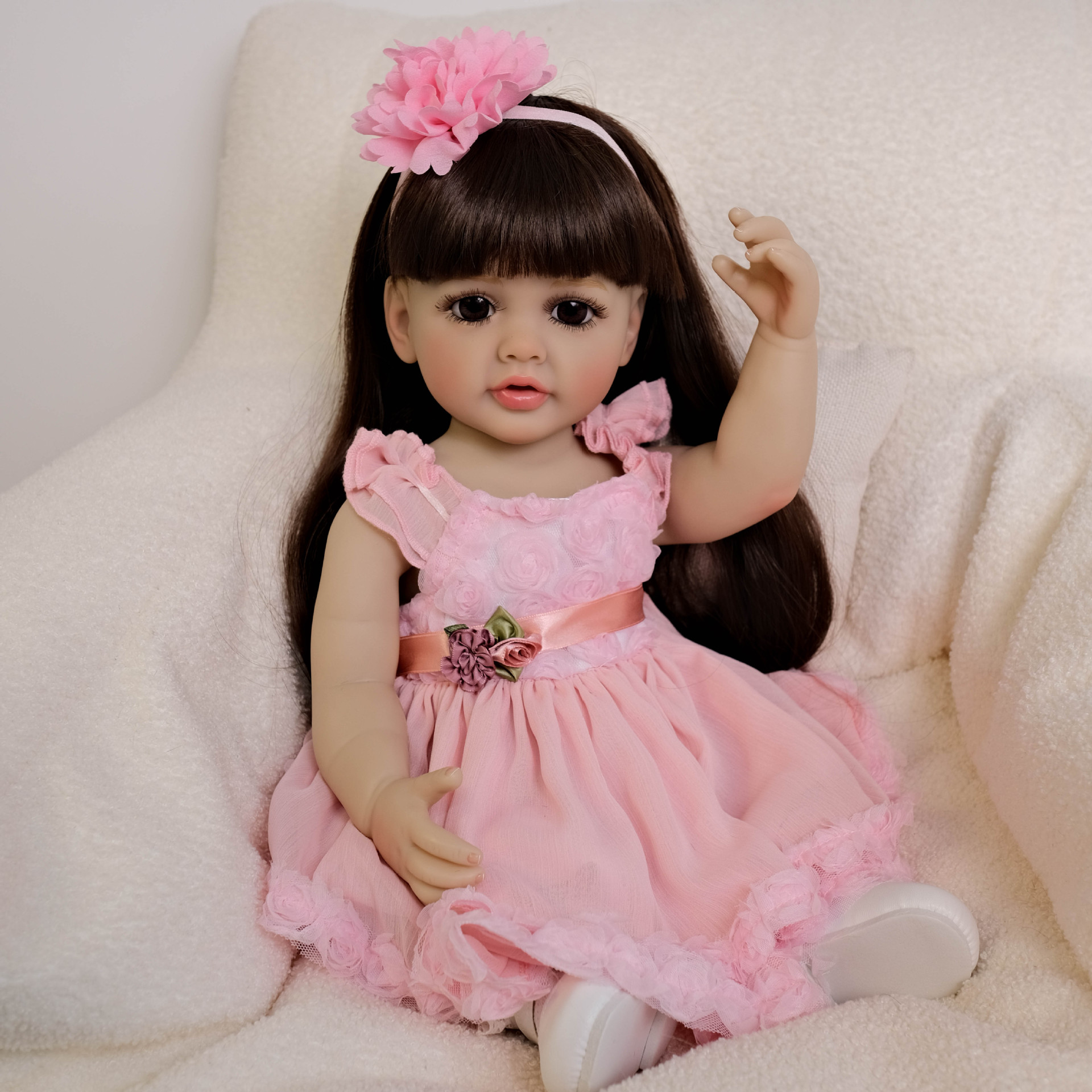 Cute 55 cm Long Hair Pink Girl - Ethnic Fashion Girls ulasan dan harga