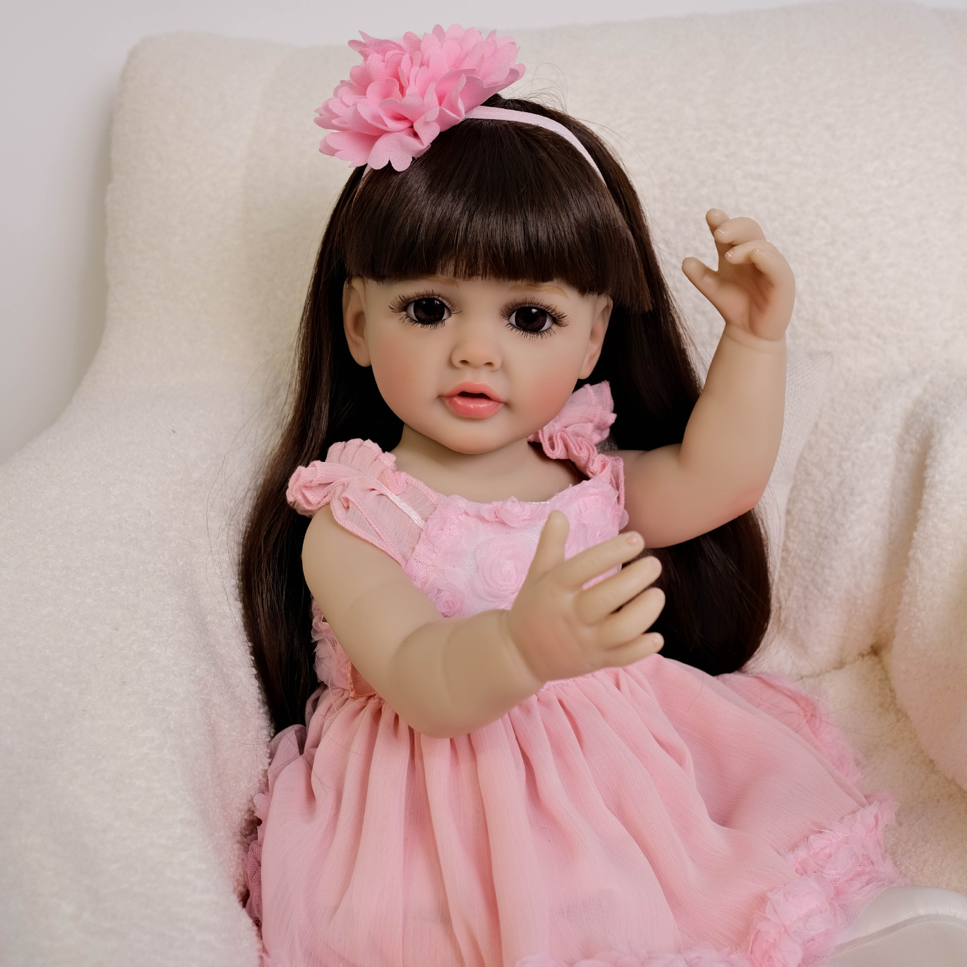 Cute 55 cm Long Hair Pink Girl - Ethnic Fashion Girls ulasan dan harga