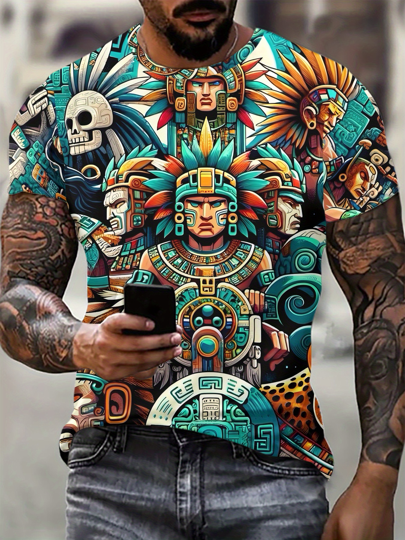 Men's Men And Skull With Ethni - Ethnic Fashion Illustration ulasan dan harga