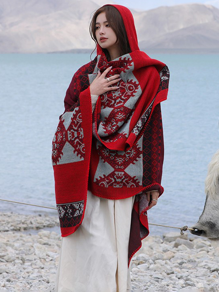 Jastie Retro Ethnic Large Shaw - Winter Ethnic Fashion For Women ulasan dan harga
