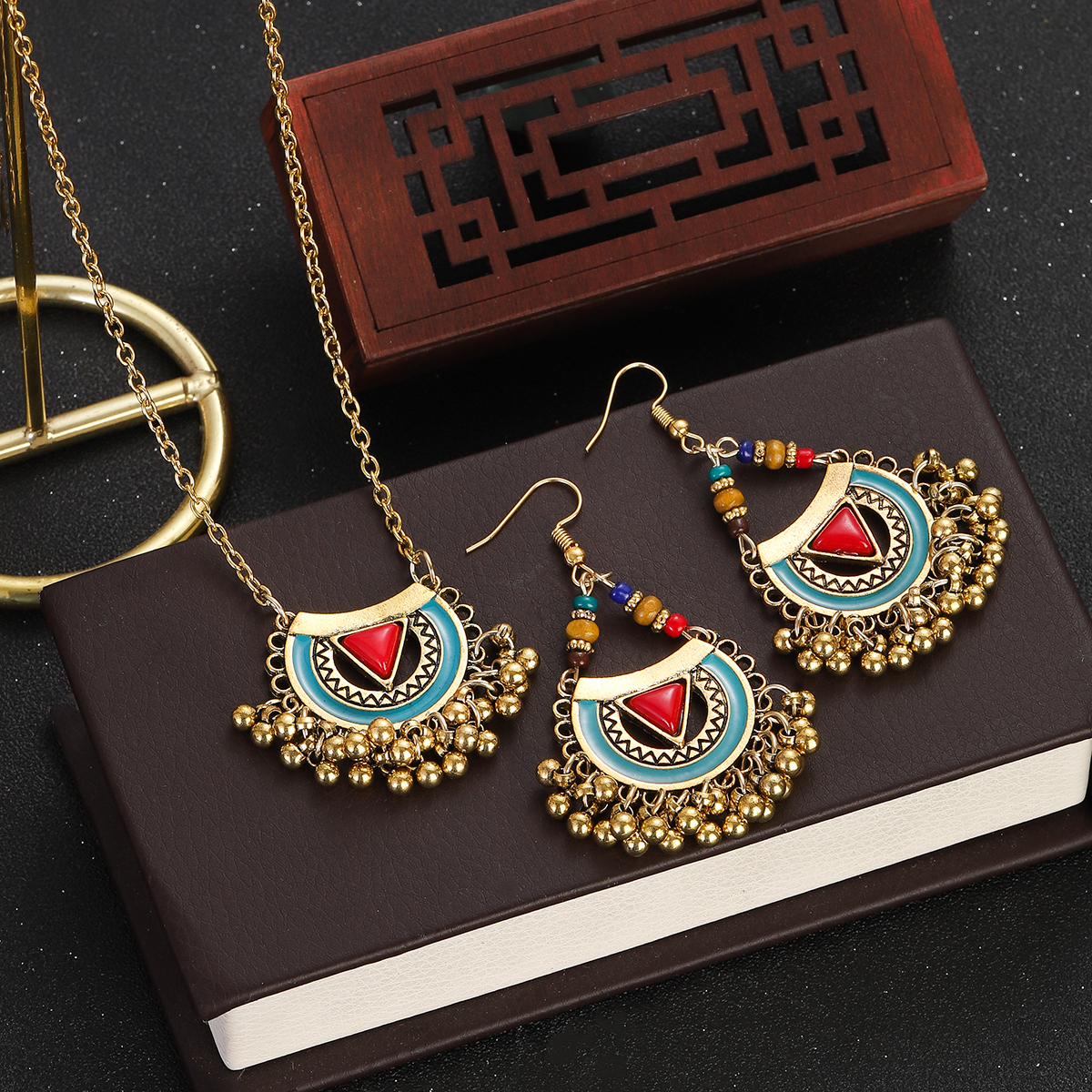 Ethnic Red Stone Necklace Earr - Ethnic Fashion Trends 2026 ulasan dan harga