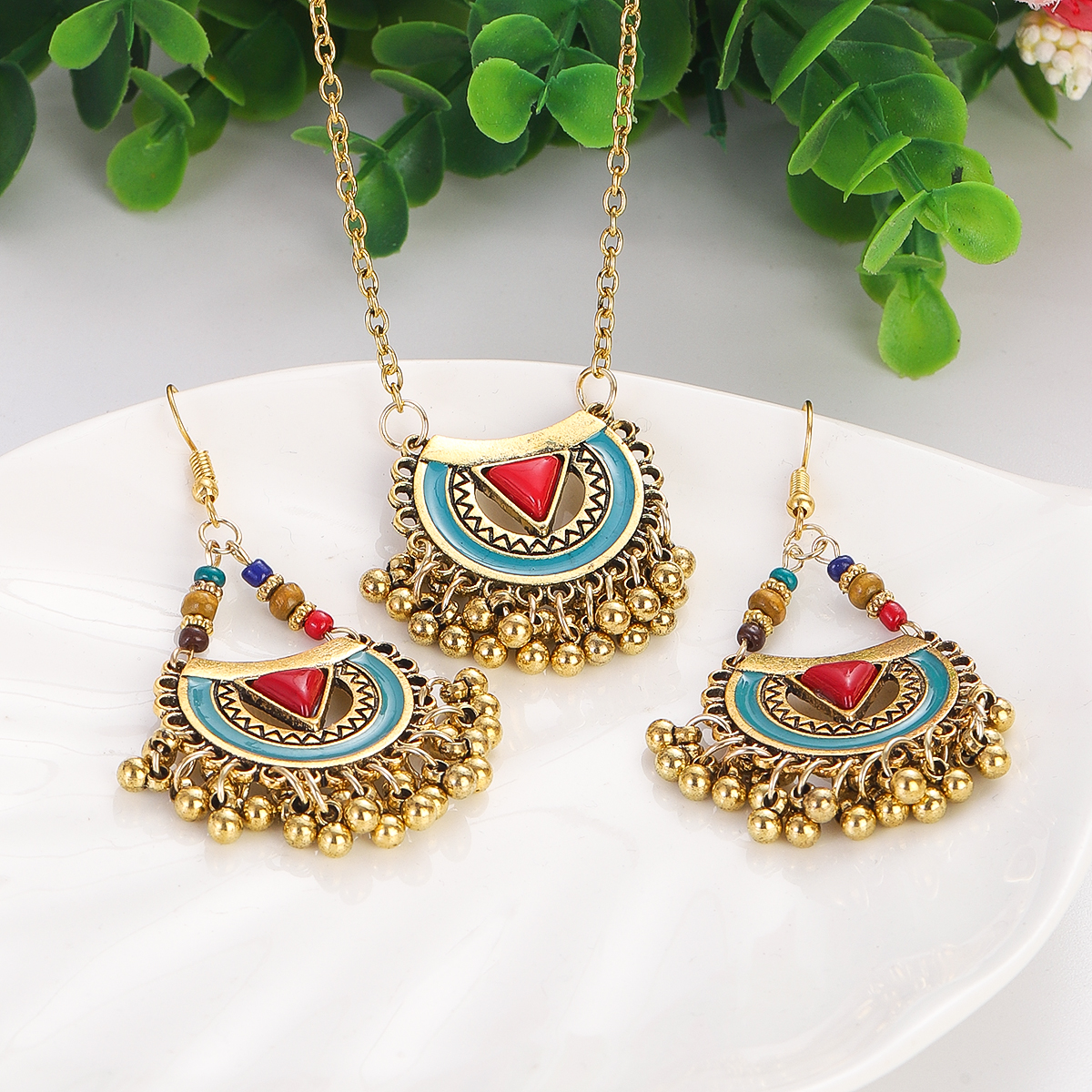 Ethnic Red Stone Necklace Earr - Ethnic Fashion Trends 2026 ulasan dan harga